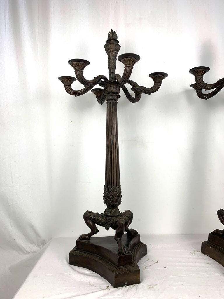 Pair Of Bronze Empire Candelabras, France photo Home Decor