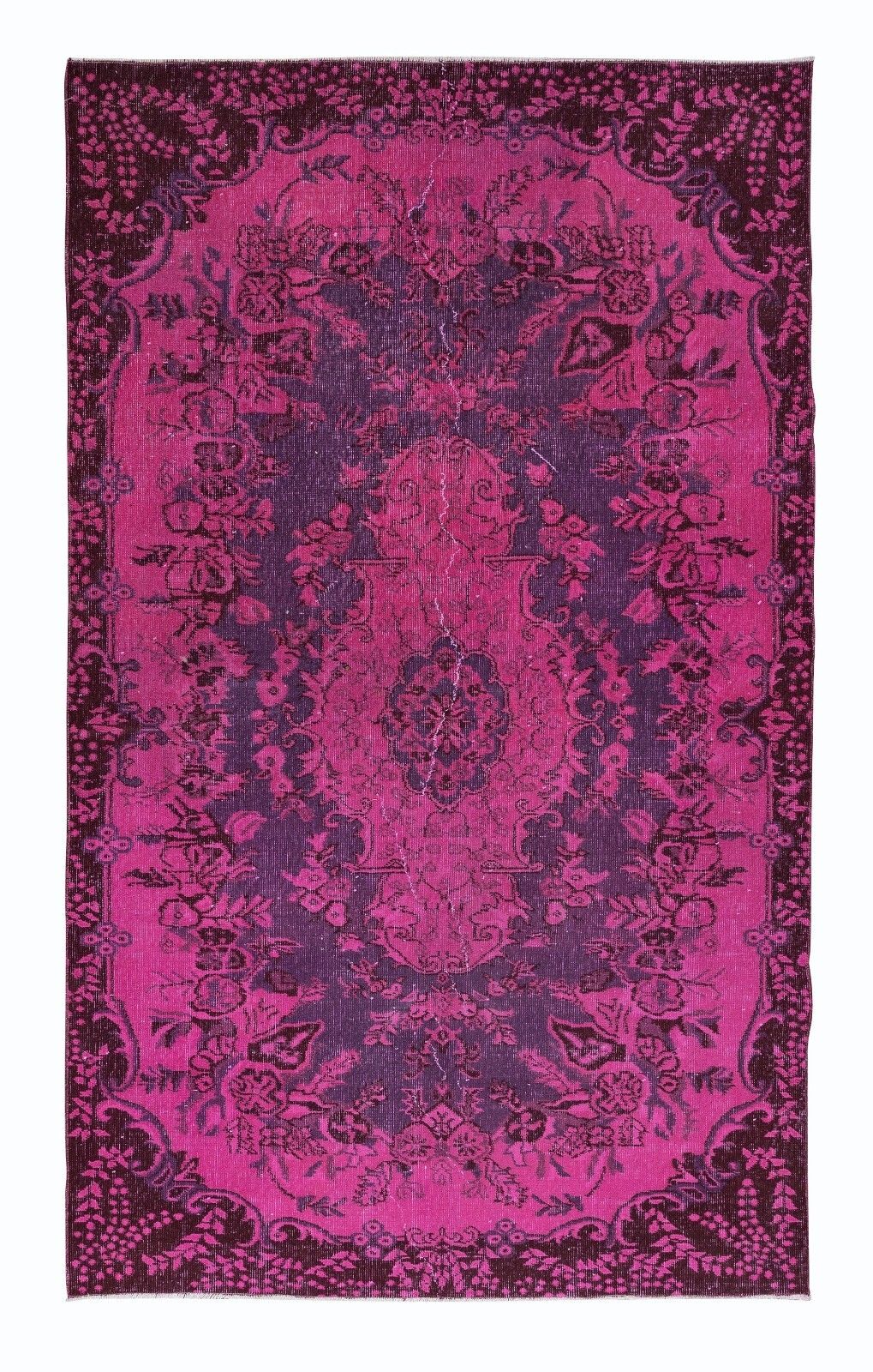 5.3x8.7 Ft Modern Handmade Turkish Area Rug In Pink, Violet Purple & Brown