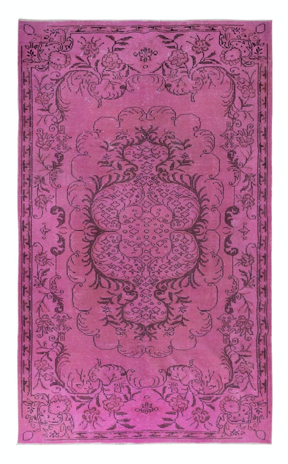 6x10 Ft Modern Medallion Design Rug In Pink, Handwoven And Handknotted In Turkey