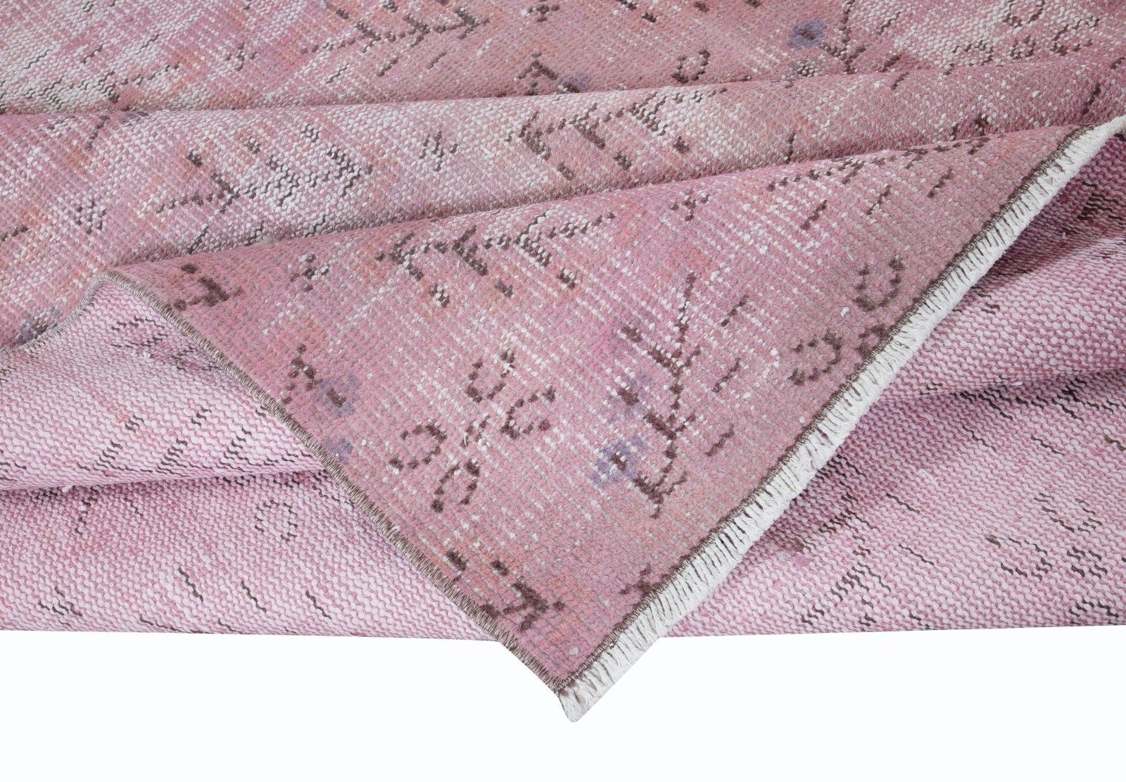 5.4x8.5 Ft Handmade Area Rug In Soft Pink, Modern Turkish Wool Carpet photo for sale