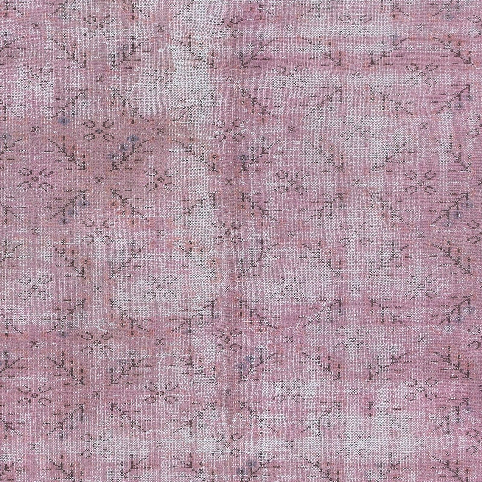 5.4x8.5 Ft Handmade Area Rug In Soft Pink, Modern Turkish Wool Carpet photo 390.0