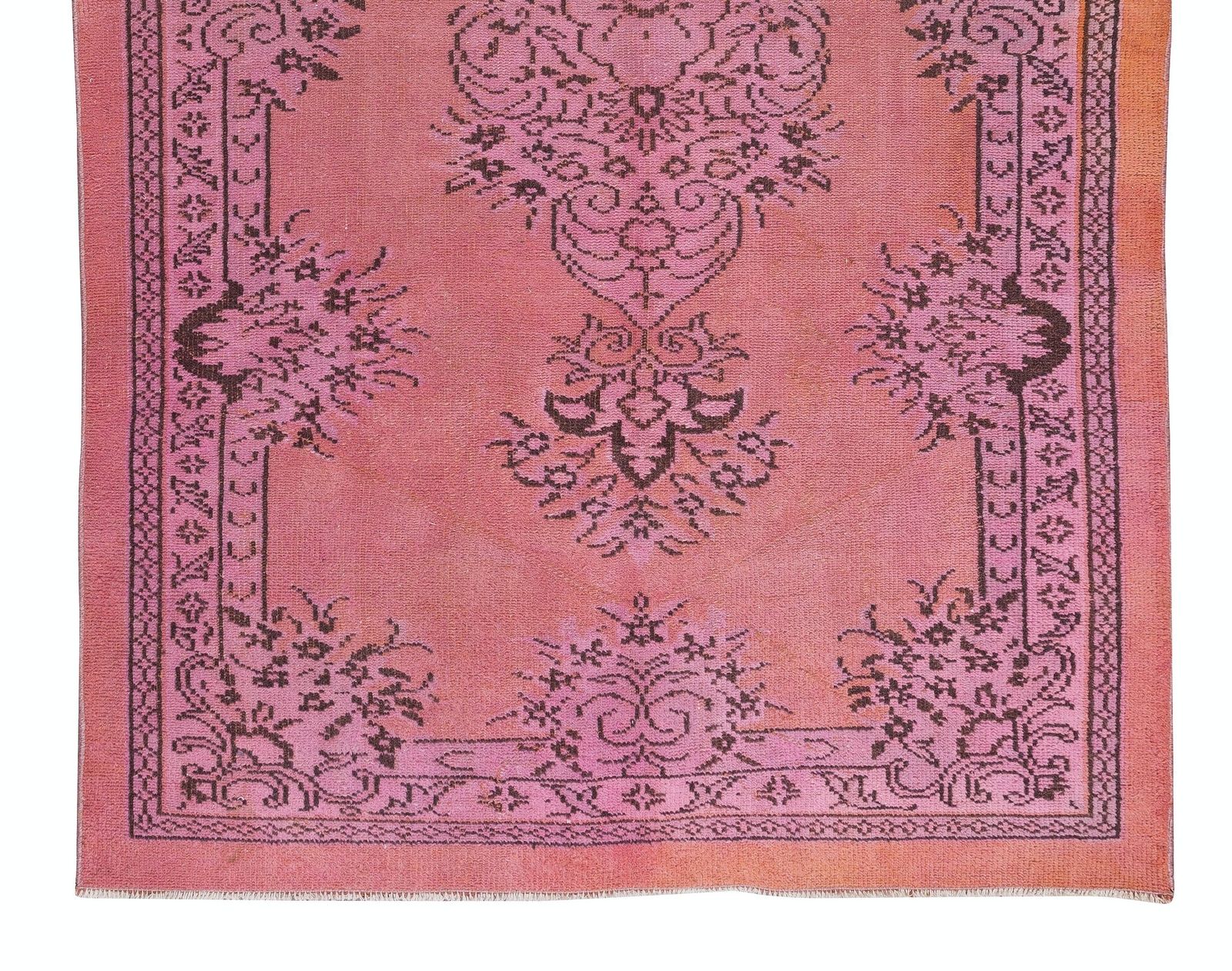 5.6x9 Ft Traditional Vintage Handmade Turkish Area Rug Over Dyed In Pink photo 657.0