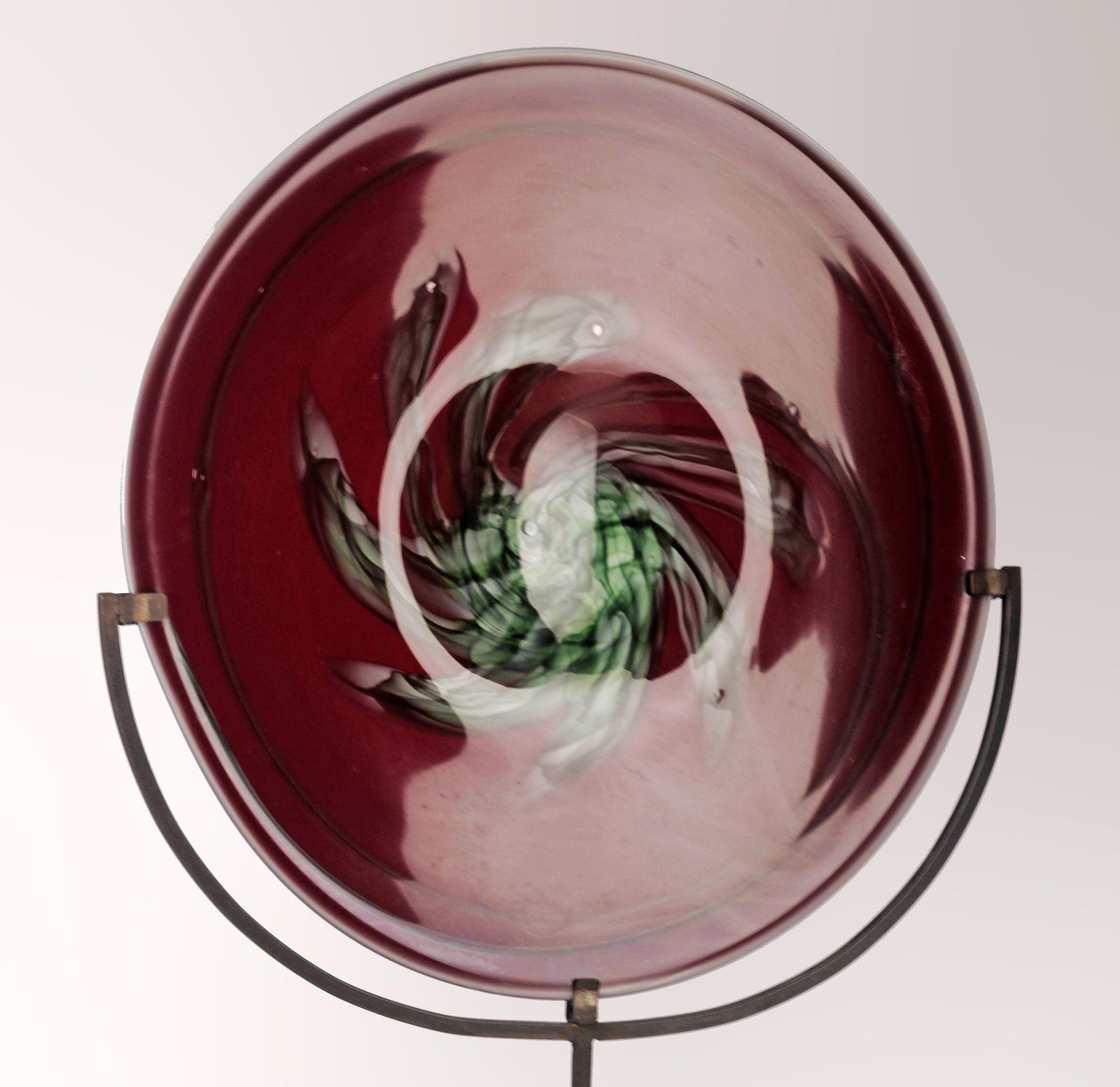 Mid 20th Century Modern Large Decorative Glass Plate With Iron Base By Argentine Designer Alberto Churba photo buy