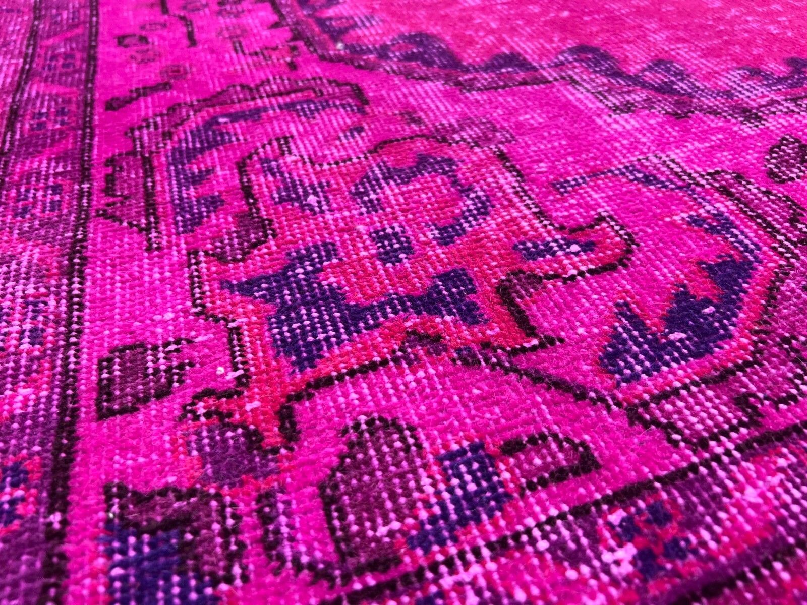 6.5x10.5 Ft Modern Handmade Turkish Area Rug In Fuchsia Pink, Living Room Carpet photo 701.0