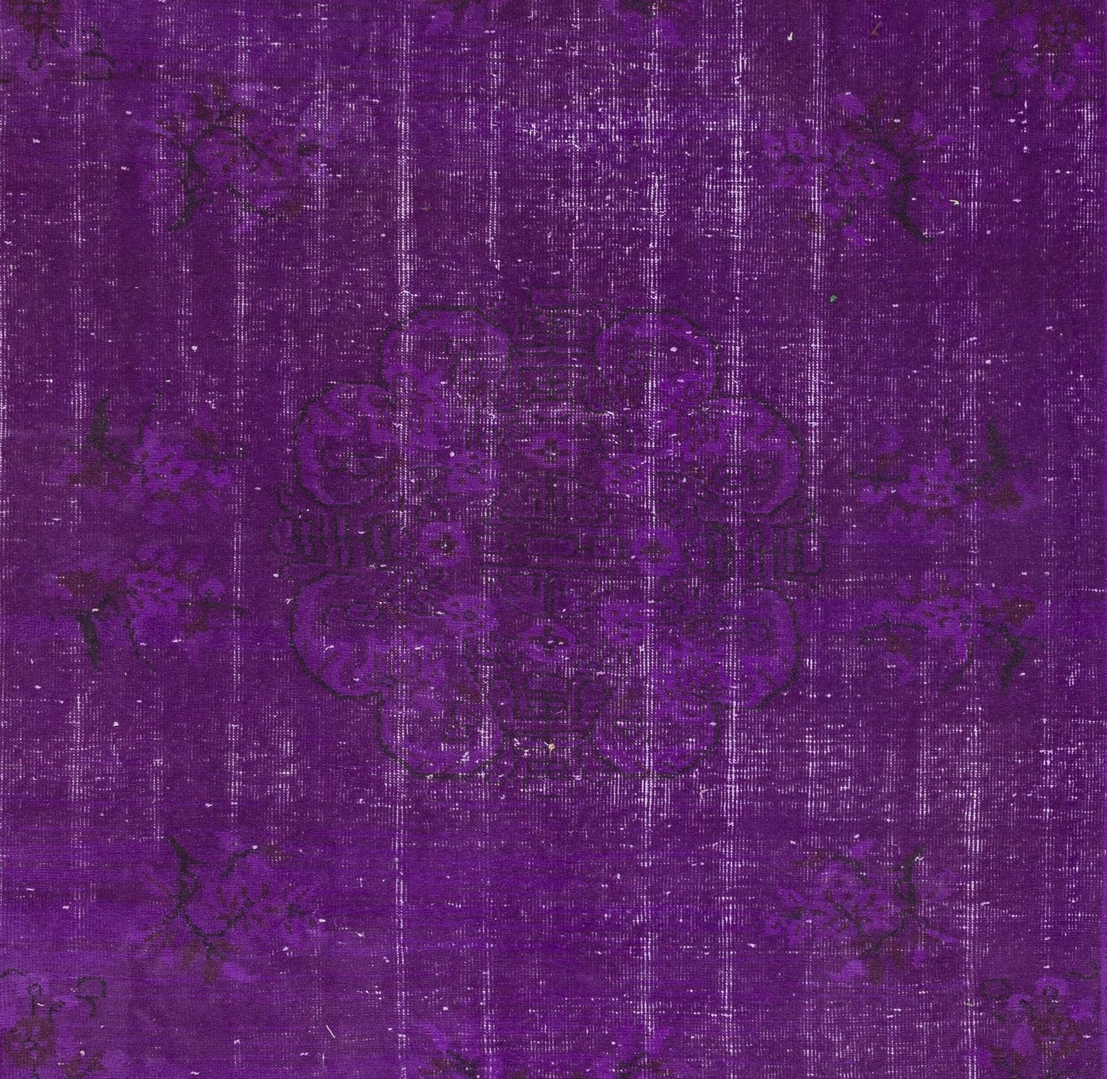 6.2x9.4 Ft Midcentury Area Rug Over Dyed In Purple Color, Hand Knotted In Turkey photo 550.0