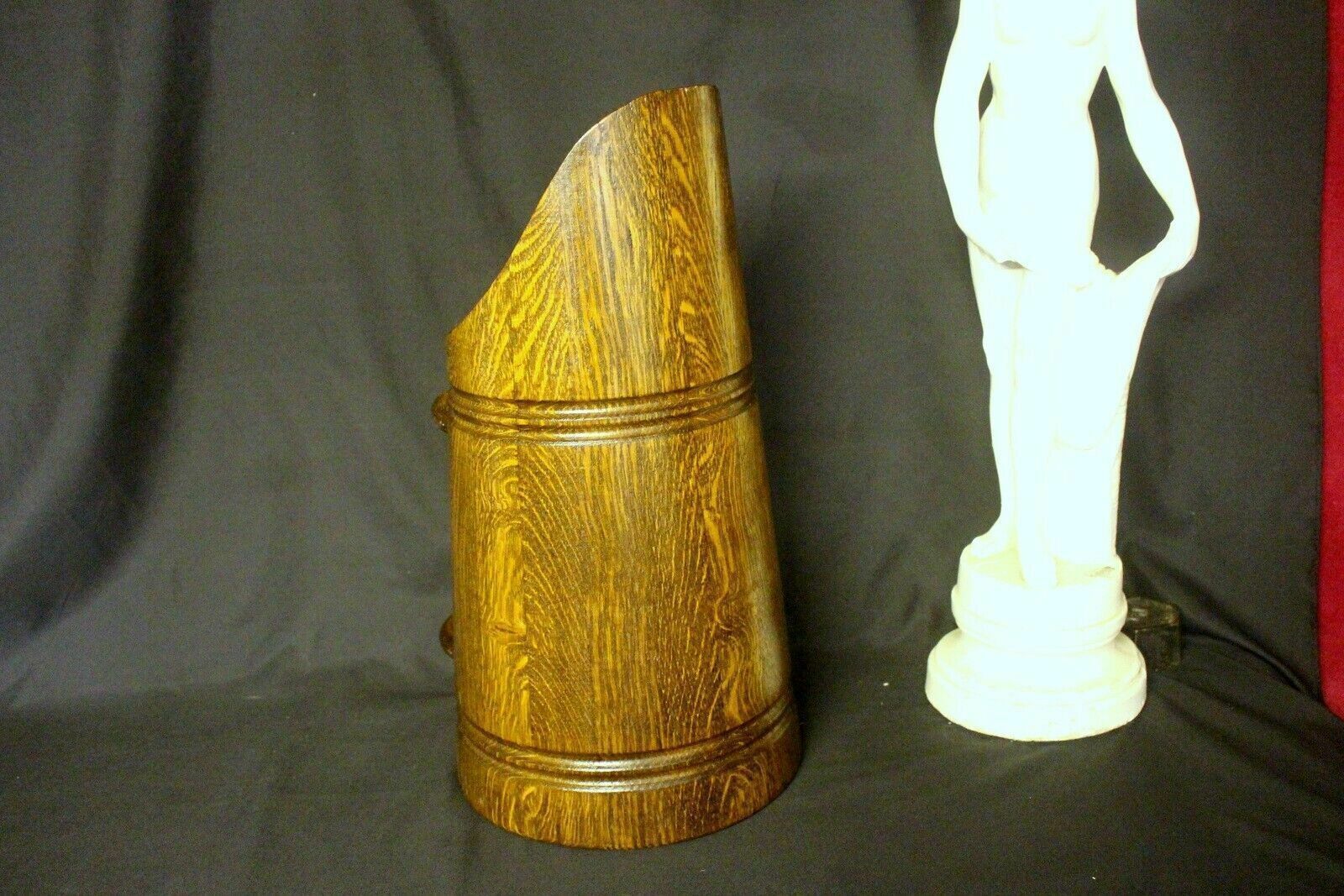 Antique Scandinavian Oak Umbrella Stick Holder Large Wooden Jug photo Home Decor