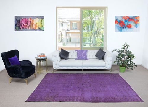 6x9.2 Ft Purple Area Rug For Modern Interiors, Hand Knotted In Turkey photo furniture