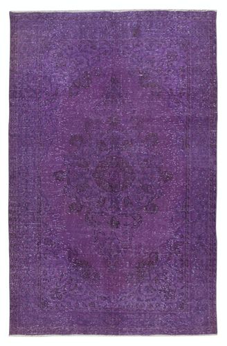 6x9.2 Ft Contemporary Area Rug In Purple, Hand Knotted In Turkey
