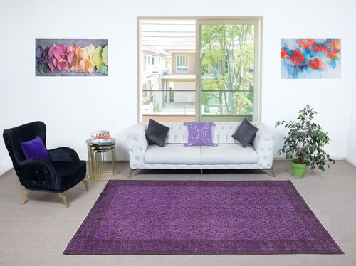 5.5x9.3 Ft Modern Anti Bacterial Area Rug In Purple, Hand Made In Turkey photo furniture