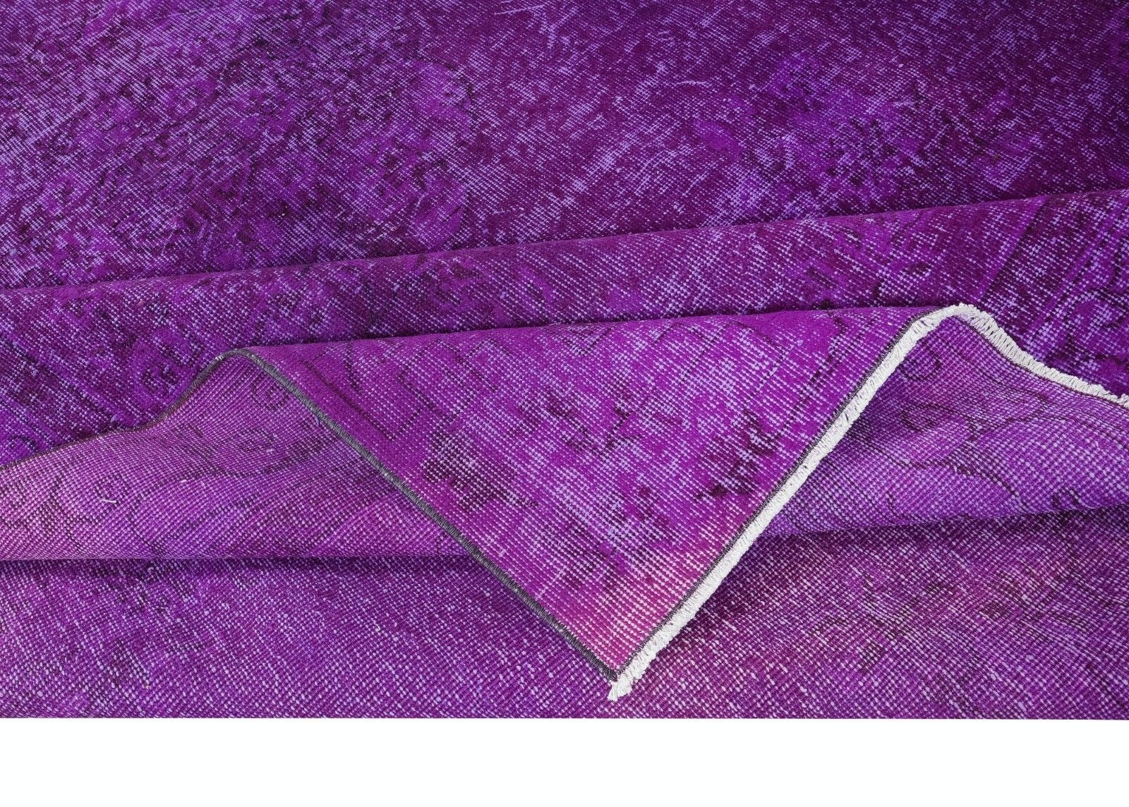 7.3x11 Ft Plain Purple Unique Handknotted Large Rug. Modern Turkish Bohem Carpet photo for sale