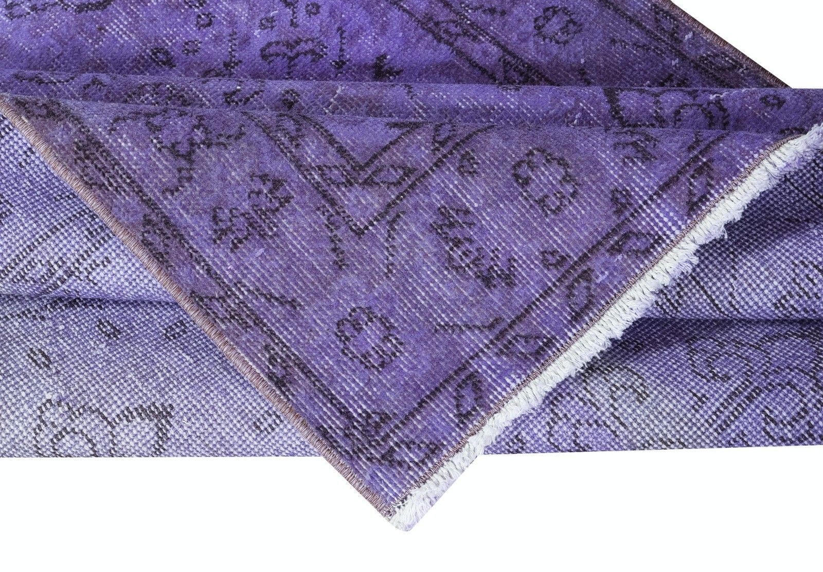 3.8x6.7 Ft Contemporary Handmade Turkish Low Pile Twitch Purple Small Rug photo for sale