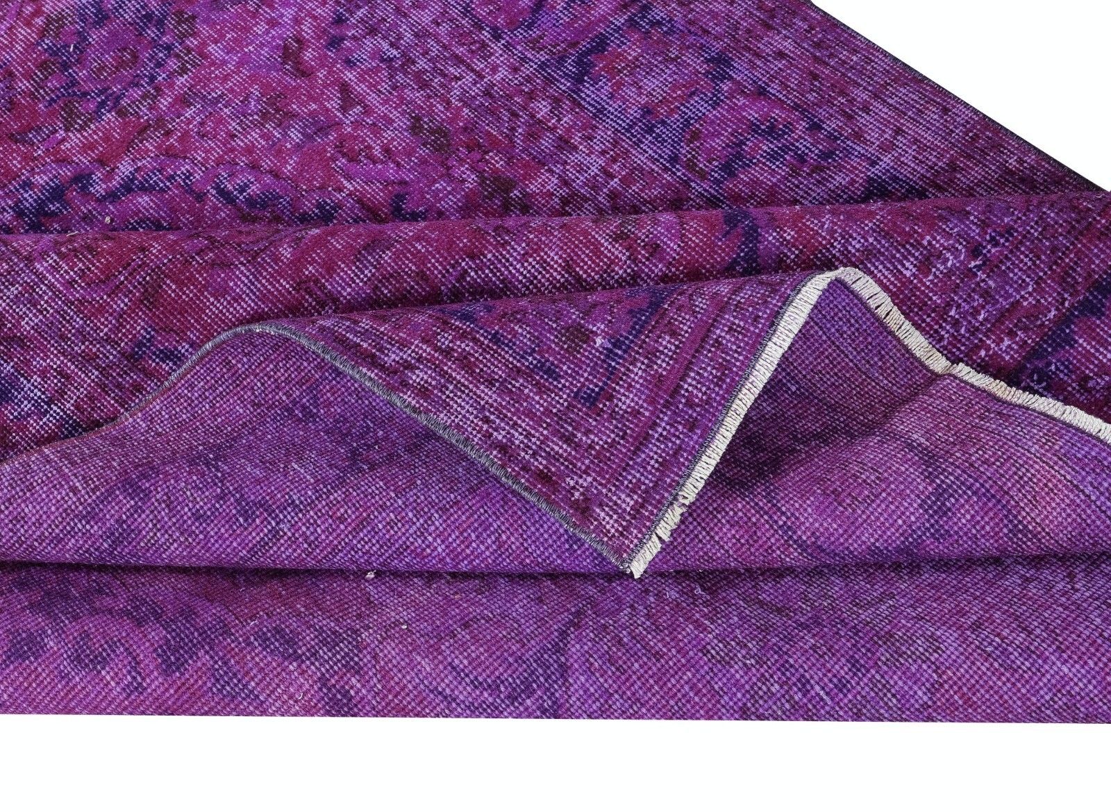 4.8x8 Ft Turkish Floor Rug In Jam Purple & Violet, Handmade Carpet For Kitchen photo for sale