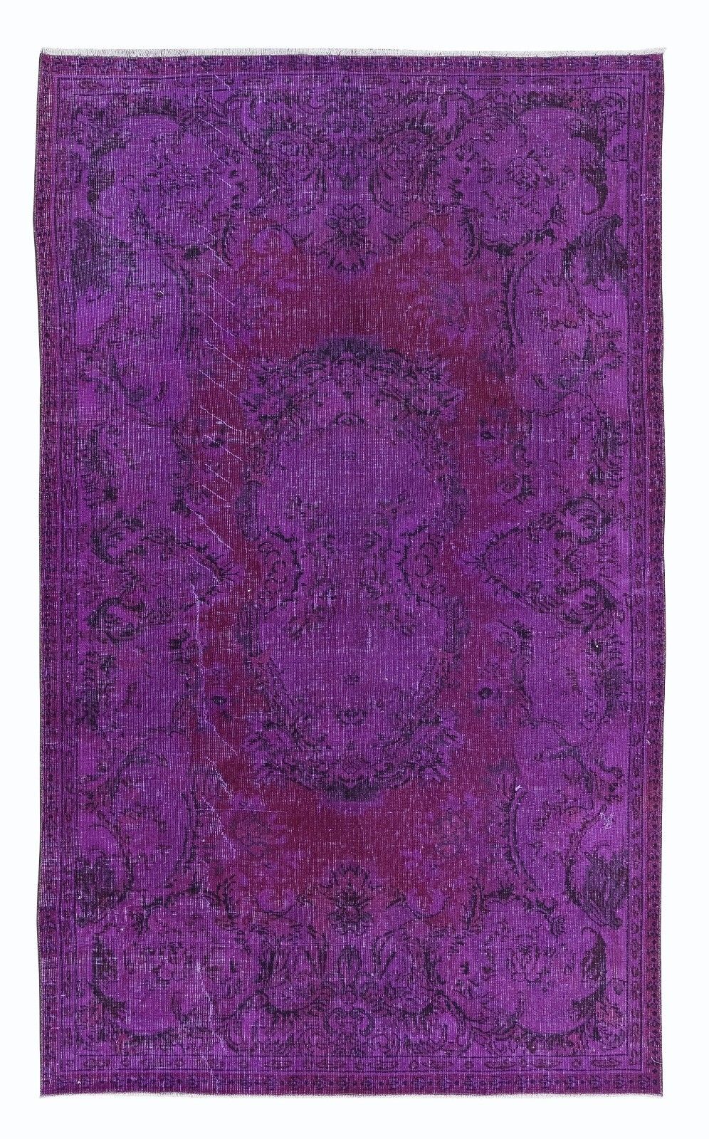 5x8.3 Ft Contemporary Wool Area Rug In Purple, Hand Knotted In Turkey