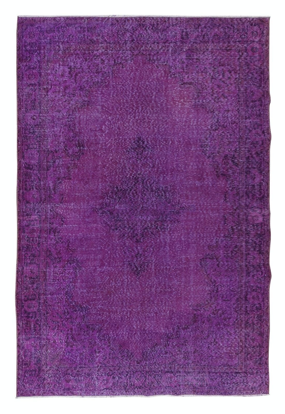 7x10 Ft Handmade Turkish Purple Area Rug, Ideal For Modern Interiors