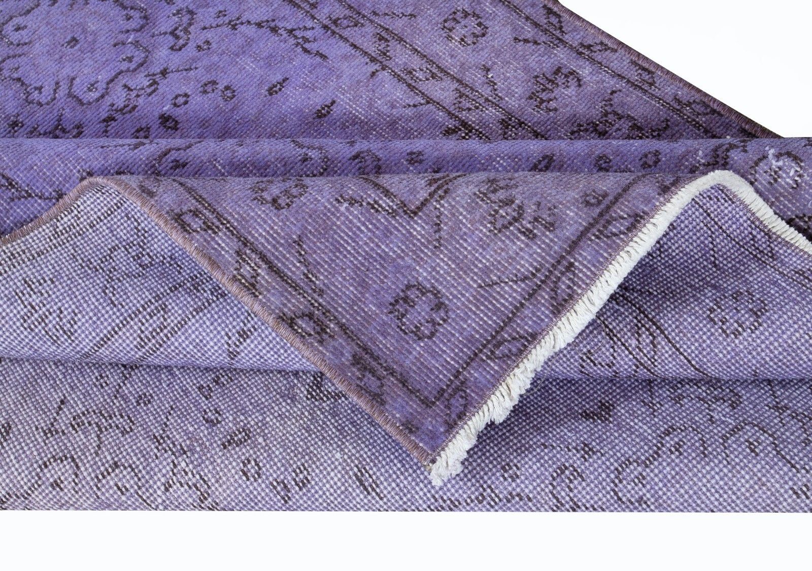 3.8x6.8 Ft Purple Area Rug, Handmade Kitchen Rug, Upcycled Turkish Carpet photo for sale