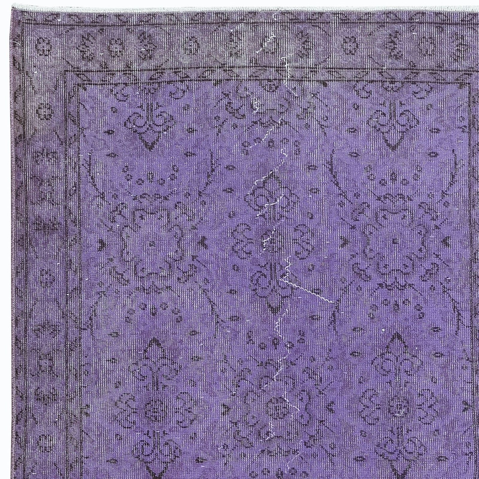 3.8x6.8 Ft Purple Area Rug, Handmade Kitchen Rug, Upcycled Turkish Carpet photo Textiles