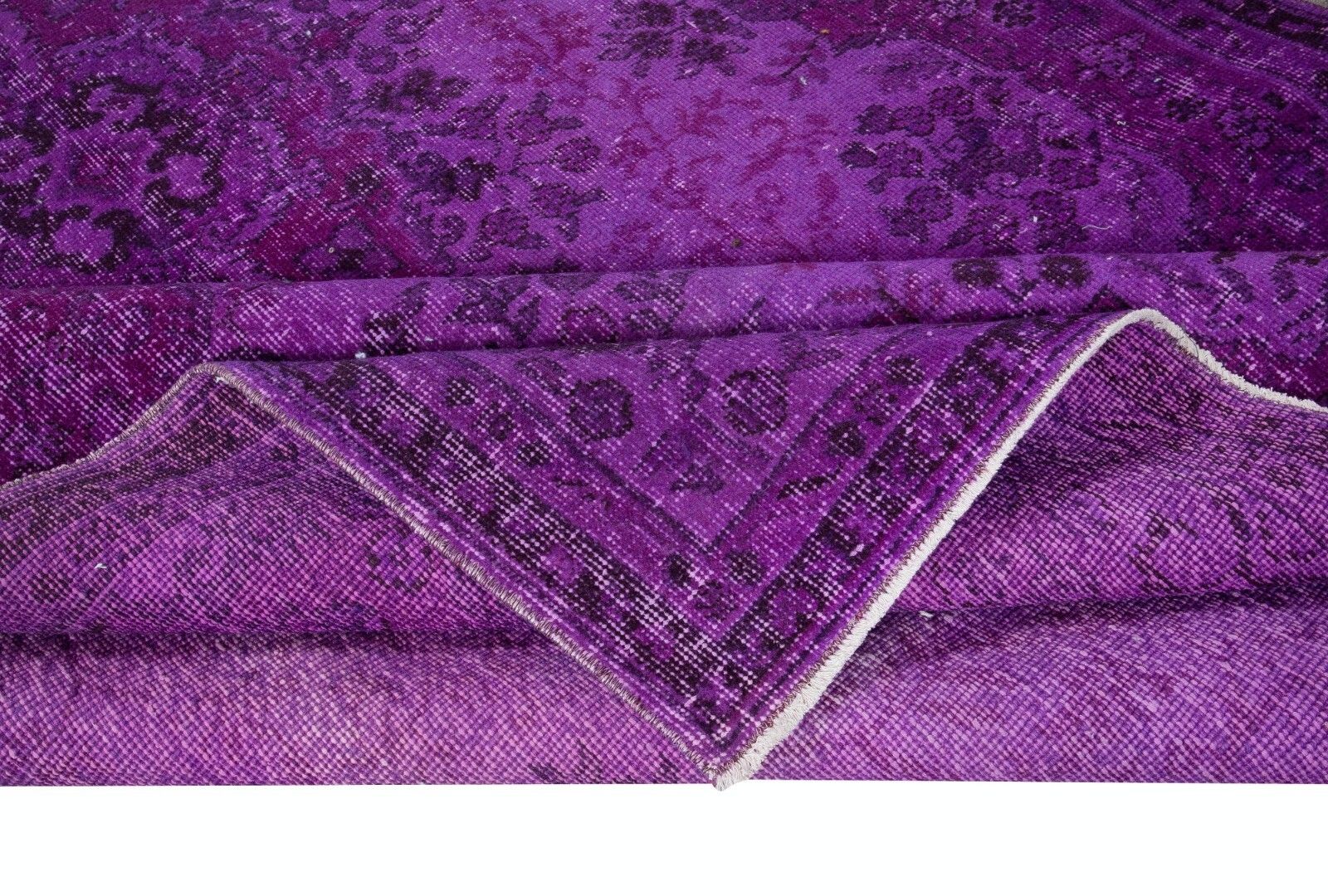 5.8x10 Ft Handmade Turkish Rug In Purple For Bedroom, Modern Living Room Carpet photo for sale