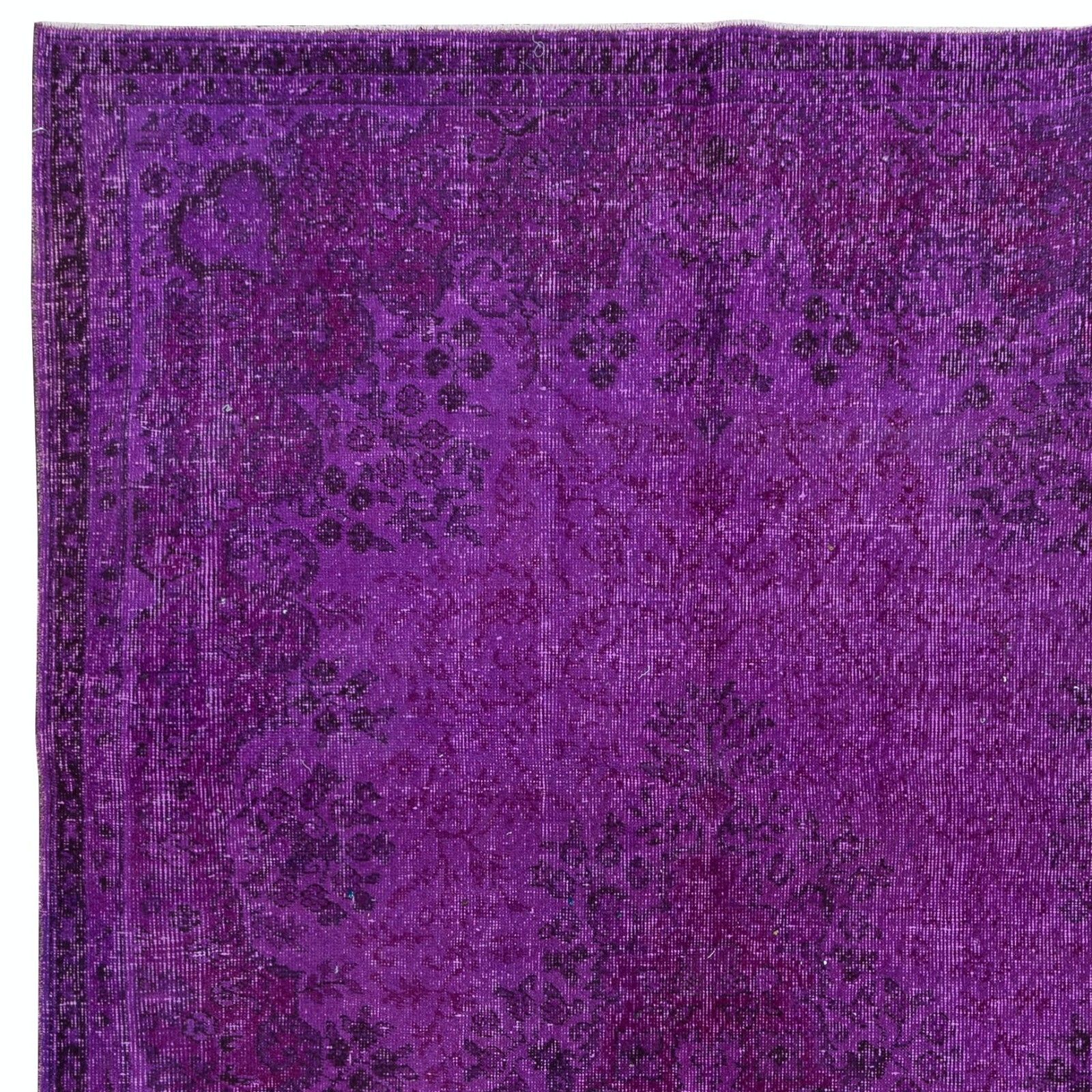 5.8x10 Ft Handmade Turkish Rug In Purple For Bedroom, Modern Living Room Carpet photo Textiles