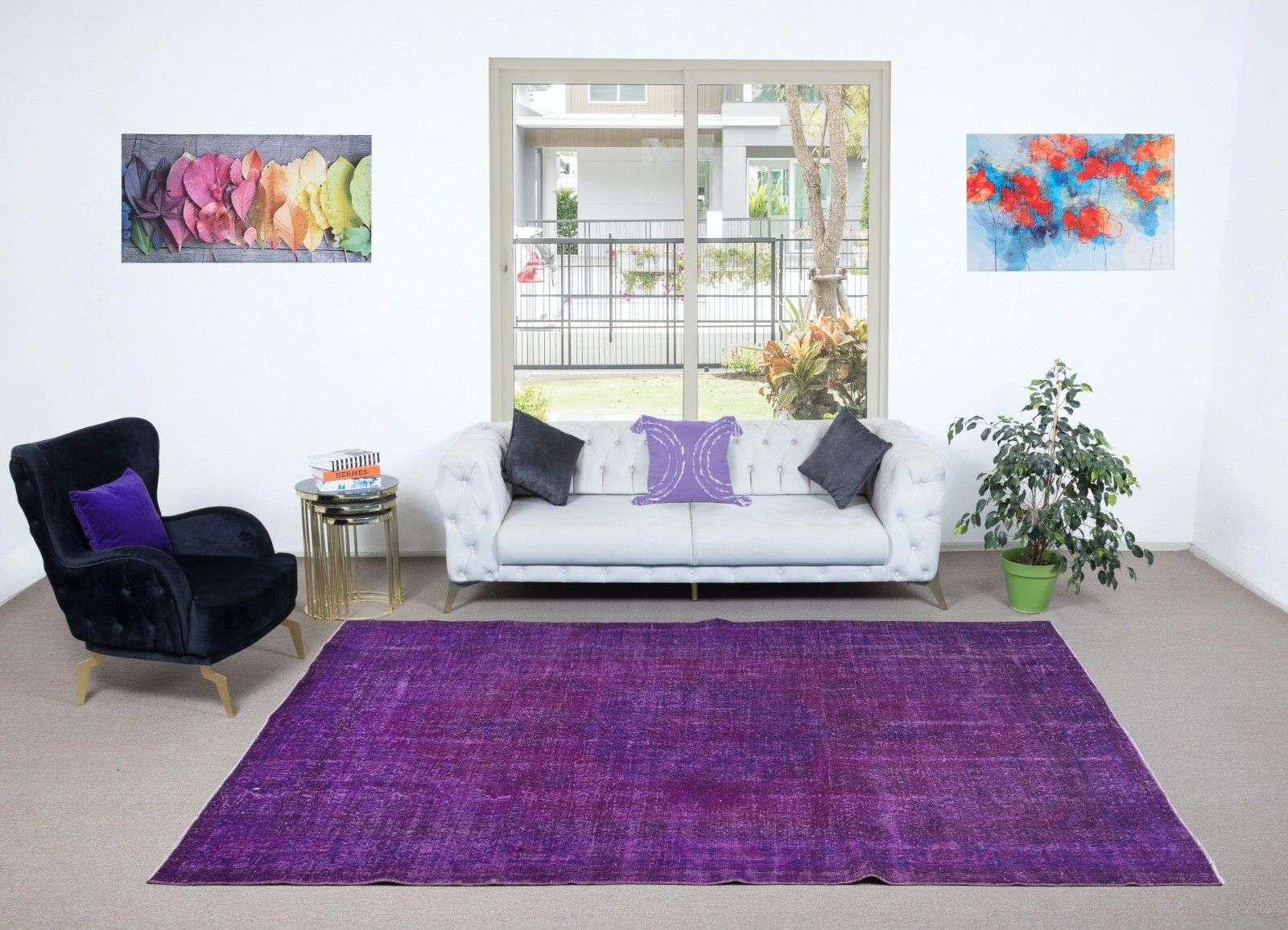 7x10.2 Ft Contemporary Handmade Turkish Area Rug In Purple & Violet Colors photo furniture