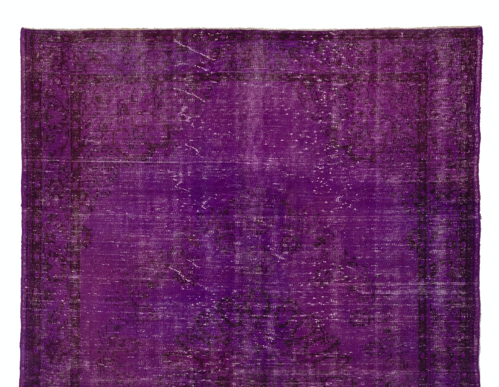 6.5x10.2 Ft Midcentury Area Rug Overdyed In Purple Color, Hand Knotted In Turkey photo furniture