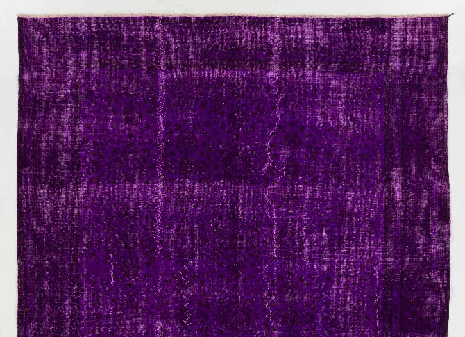 6.5x9.6 Ft Midcentury Area Rug Over Dyed In Purple Color, Hand Knotted In Turkey photo furniture