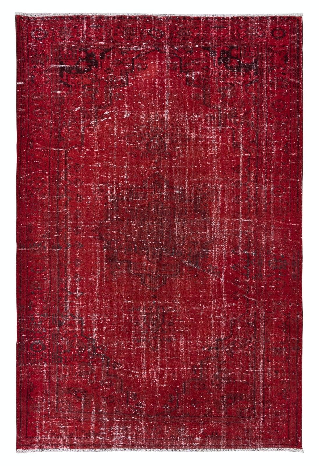 6x9 Ft Dark Red Turkish Area Rug For Living Room, Modern Handmade Carpet