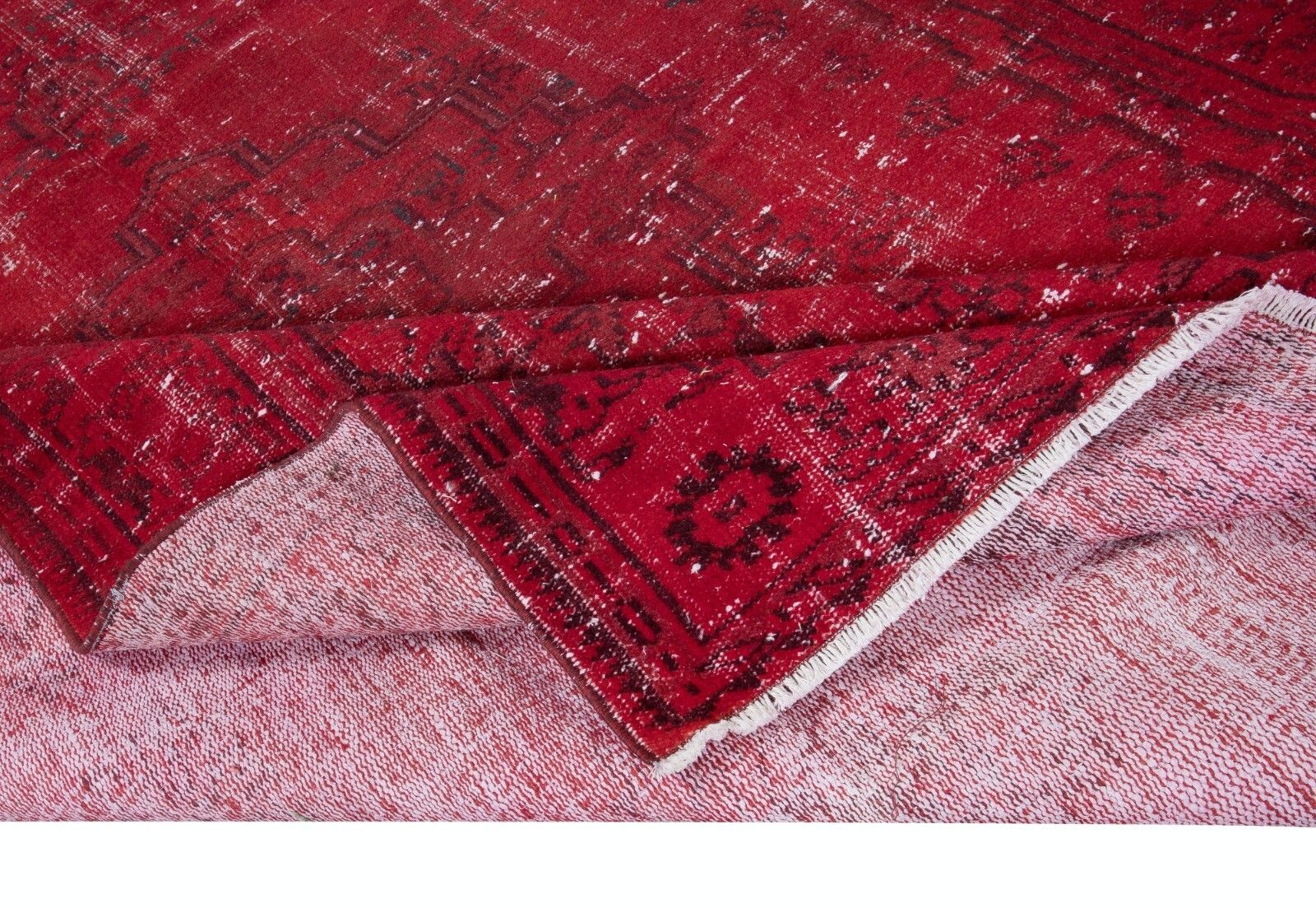 6x9 Ft Dark Red Turkish Area Rug For Living Room, Modern Handmade Carpet photo for sale