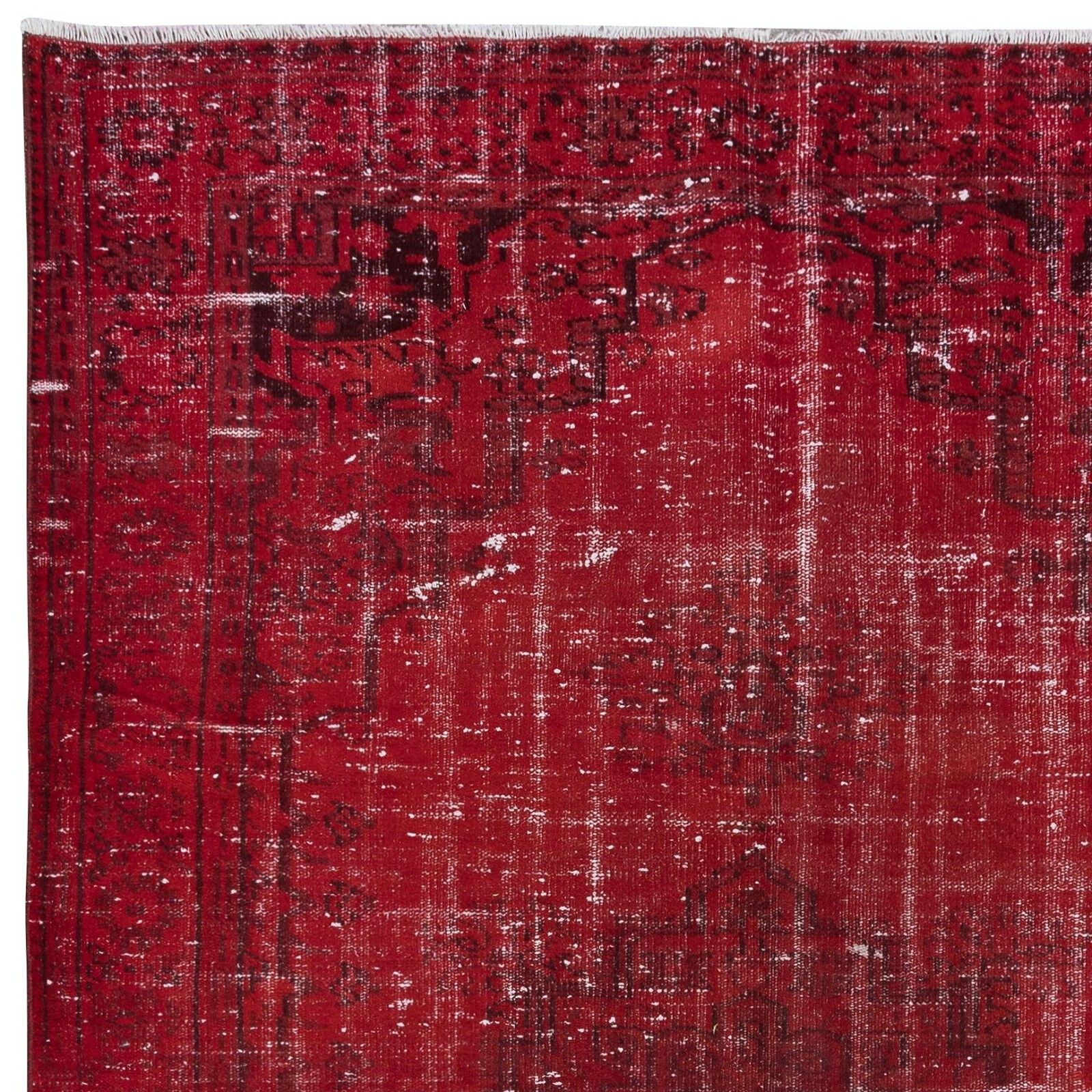 6x9 Ft Dark Red Turkish Area Rug For Living Room, Modern Handmade Carpet photo Textiles