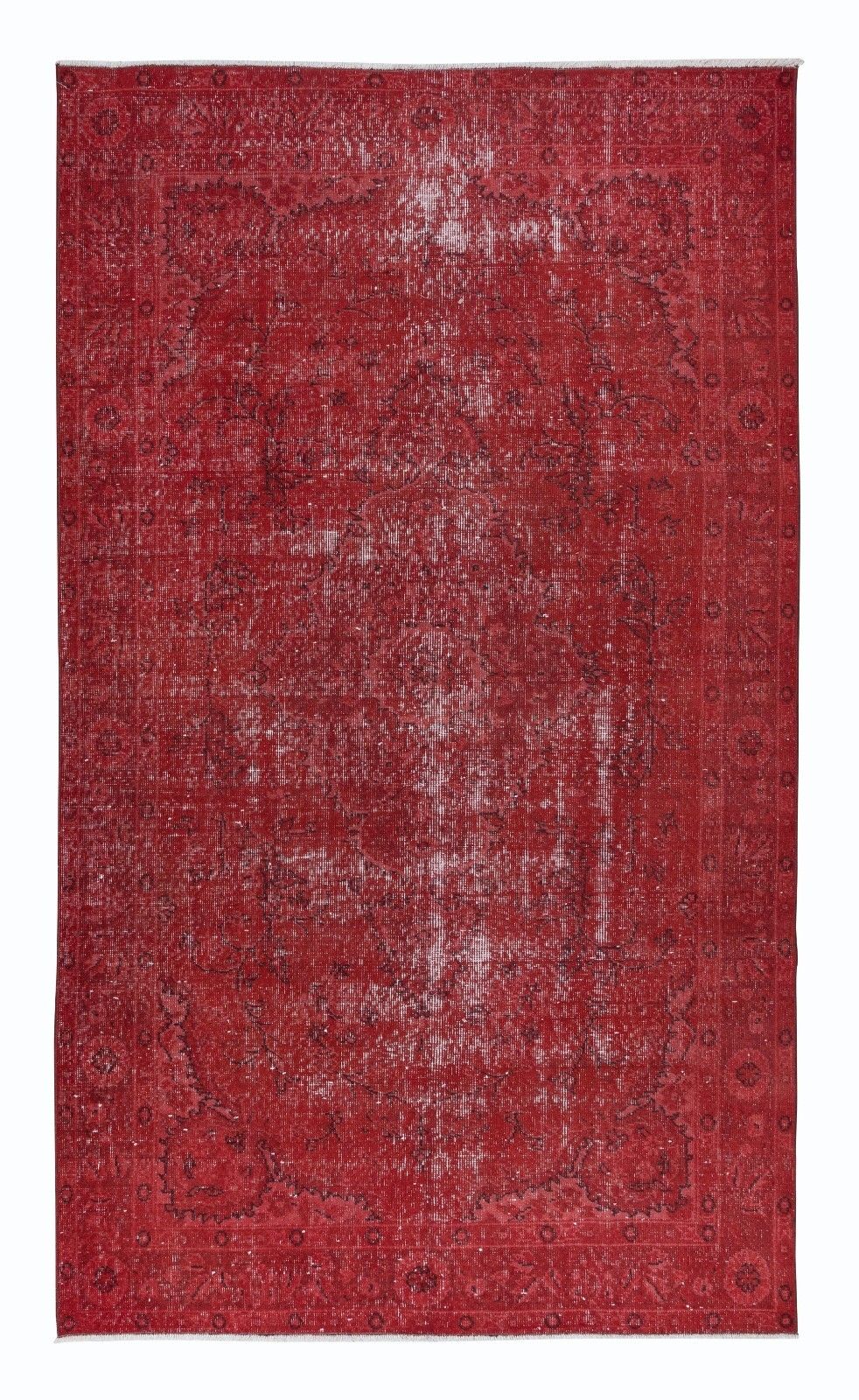 5.2x8.8 Ft Red Turkish Rug, Handmade Bohemian & Eclectic Carpet
