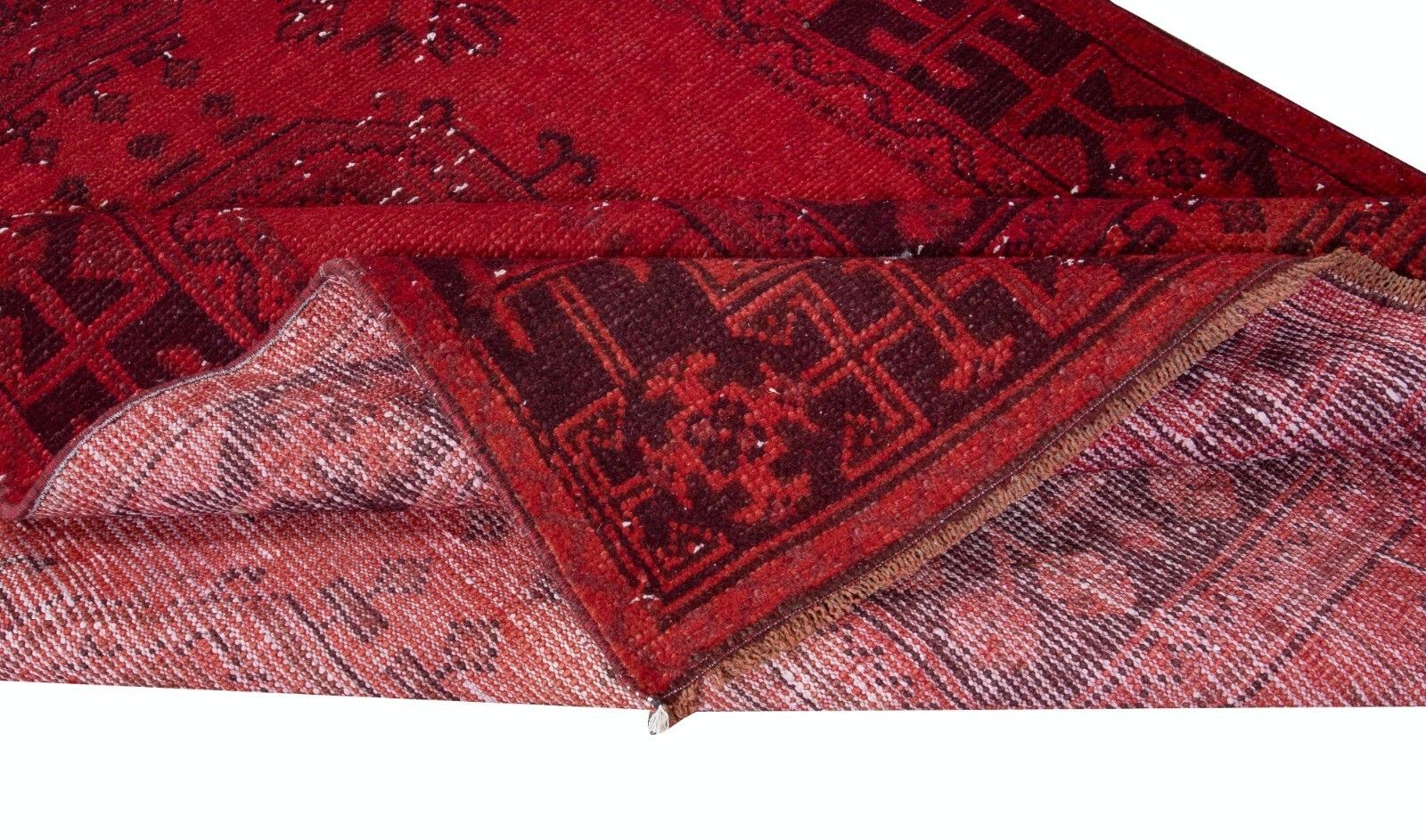 4x11.2 Ft Hand Knotted Runner Rug. Modern Turkish Hallway Carpet In Dark Red photo for sale