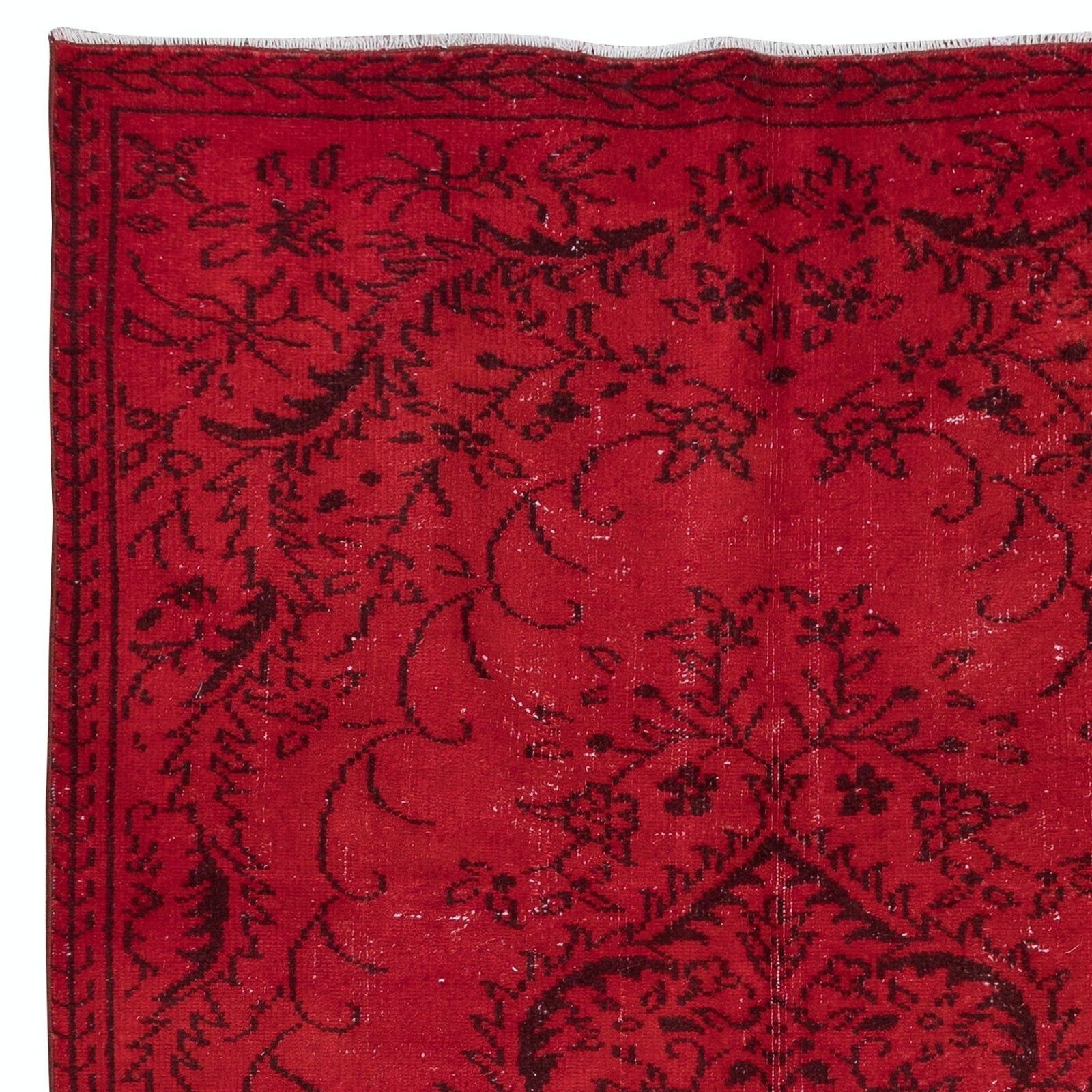 5.6x9 Ft Red Floor Area Rug For Modern Interiors, Handmade In Central Anatolia photo Textiles