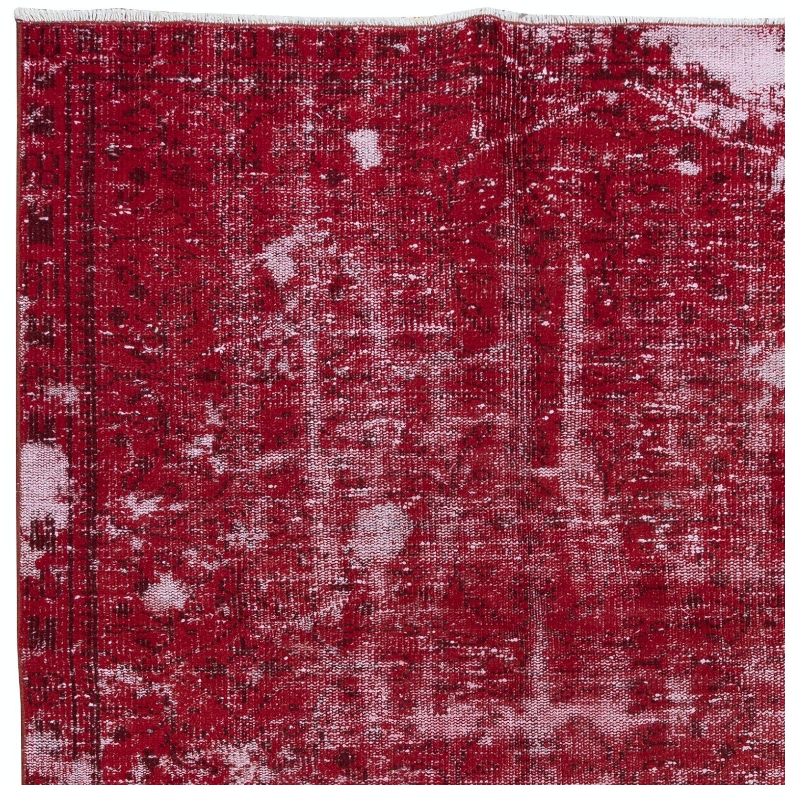 4.6x7.7 Ft Contemporary Handmade Turkish Red Area Rug With Shabby Chic Style photo Textiles