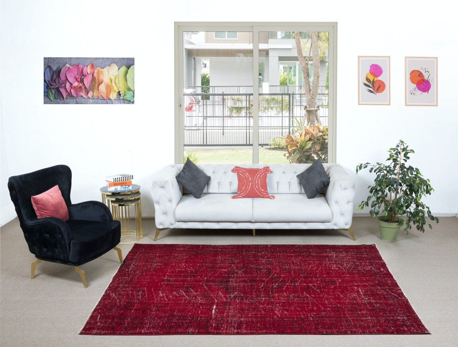 6.2x9.2 Ft Turkish Handmade Area Rug In Dark Red, Great 4 Modern Interiors photo furniture