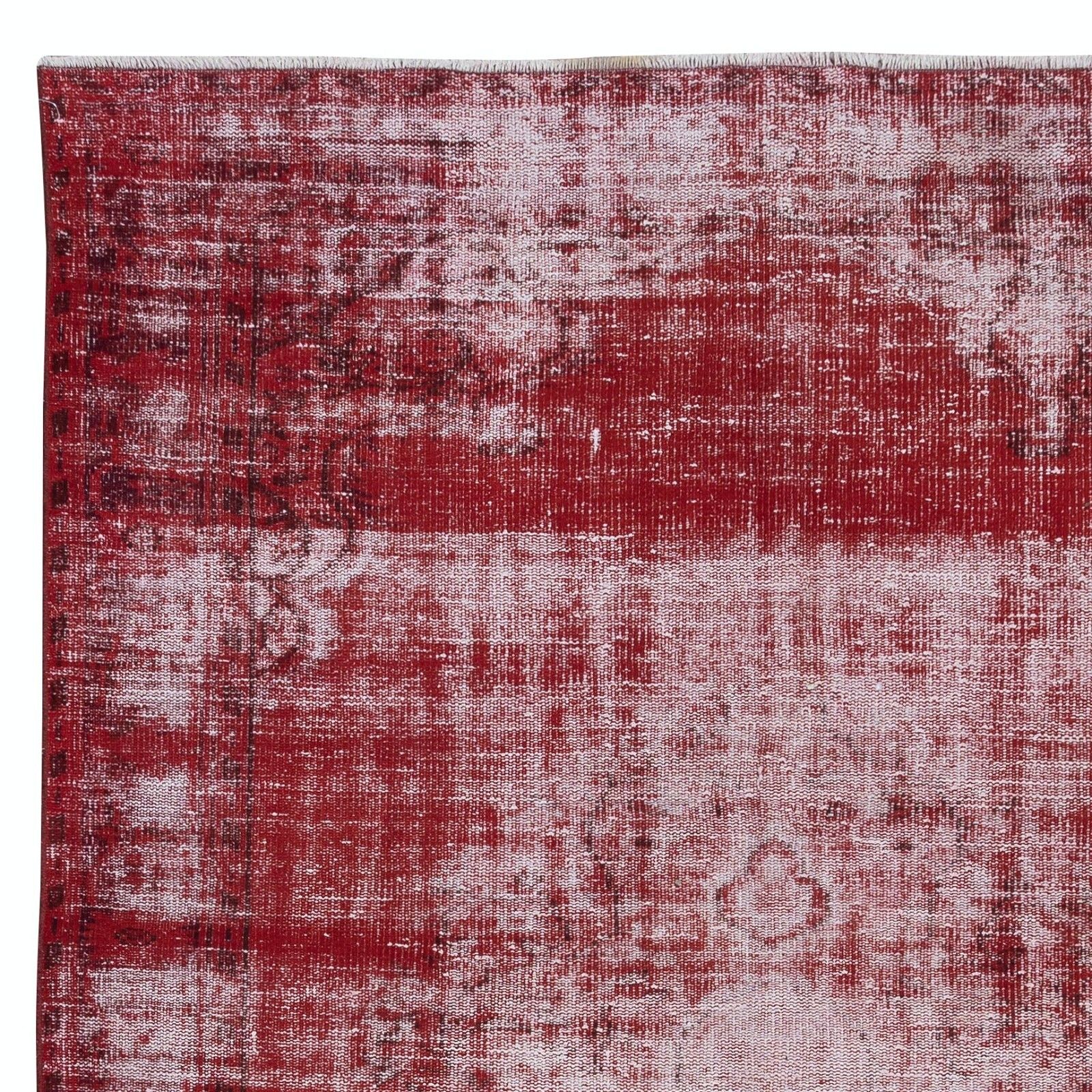 6x10 Ft Shabby Chic Turkish Red Area Rug, Handmade Carpet, Woolen Floor Covering photo Textiles