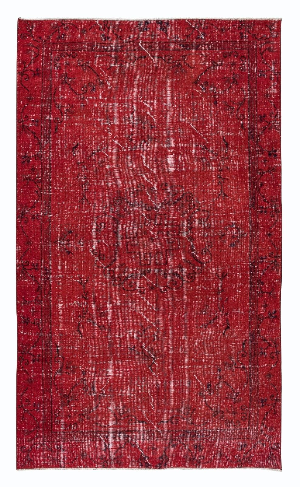 5x8.4 Ft Authentic Turkish Handmade Area Rug In Red, Great 4 Modern Interiors