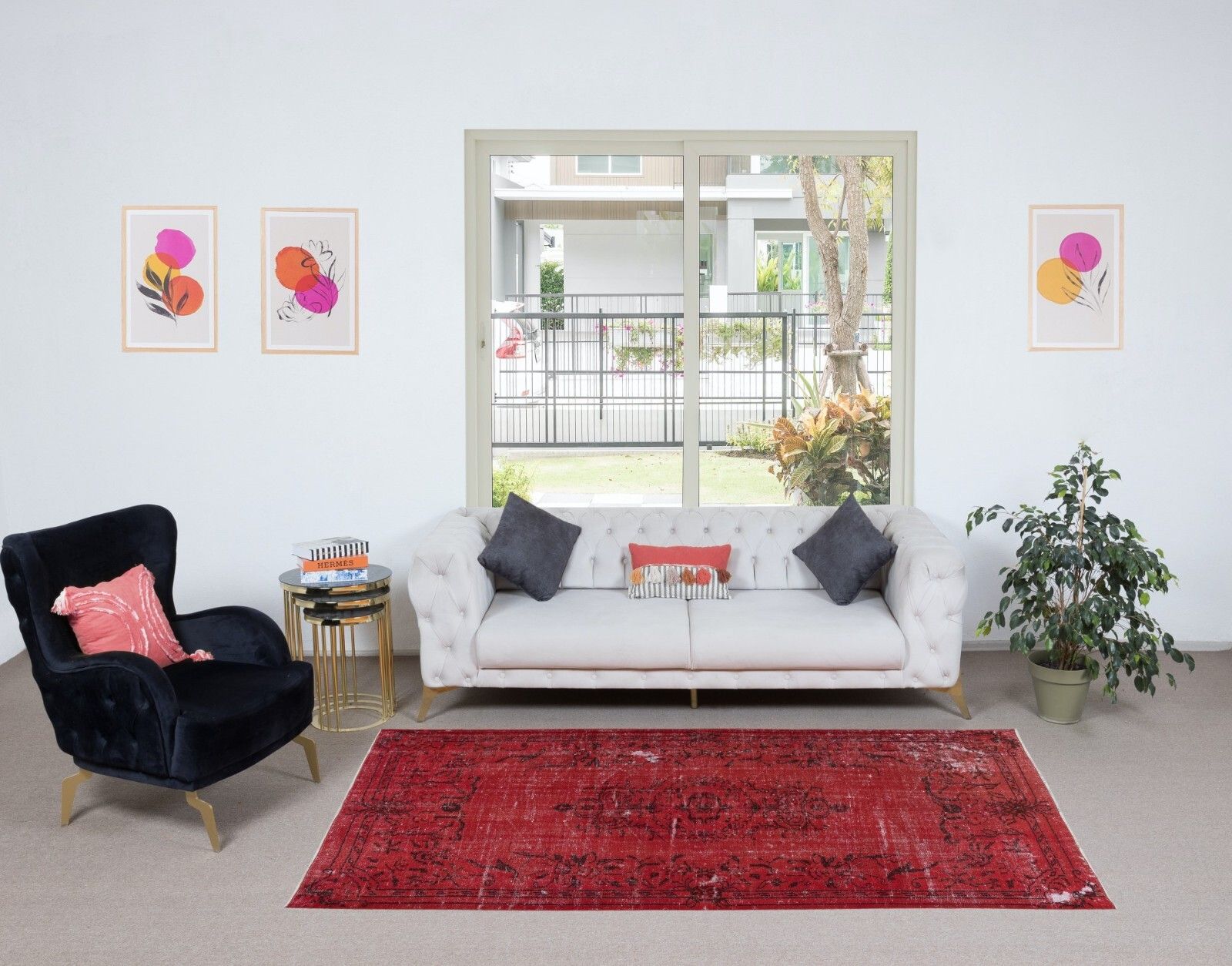 5x8 Ft Contemporary Wool Area Rug In Burgundy Red, Hand Knotted In Turkey photo furniture