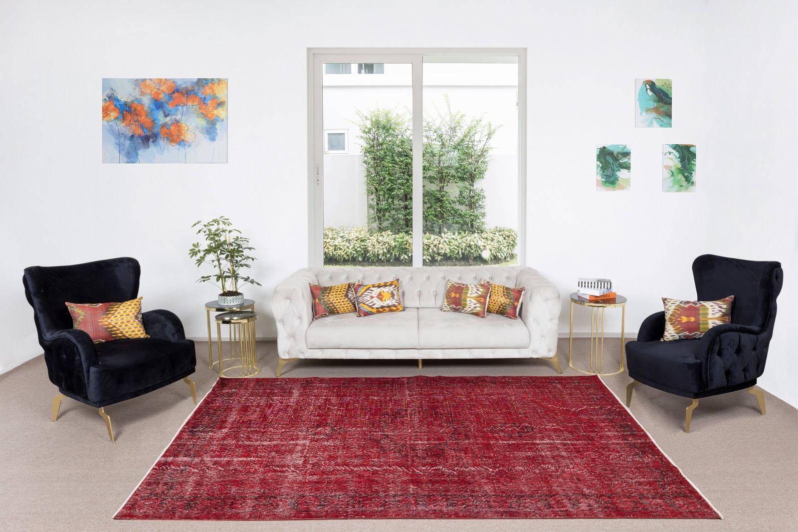 5.8x9 Ft Turkish Vintage Rug Overdyed In Burgundy Red, Great 4 Modern Interiors photo furniture