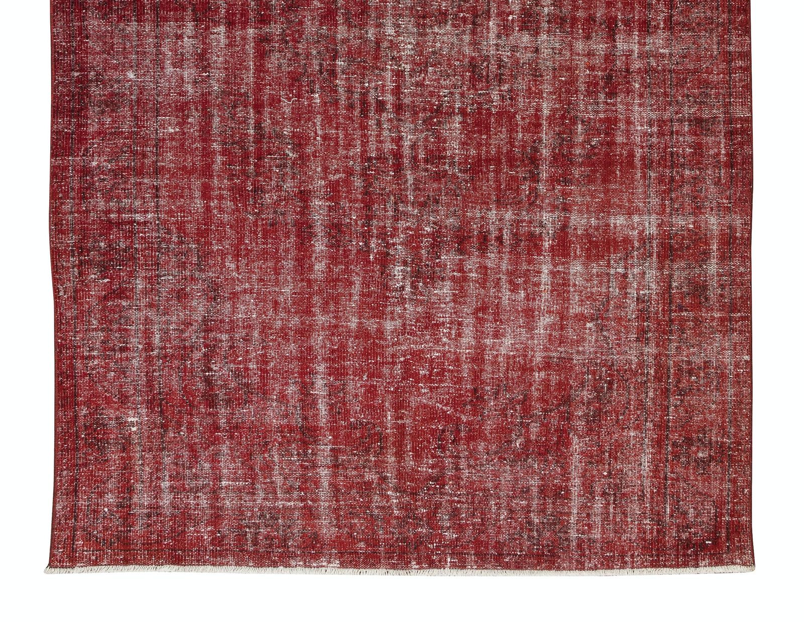 5.7x9 Ft Vintage Handmade Turkish Rug Over Dyed In Red, Great For Office & Home photo 435.0
