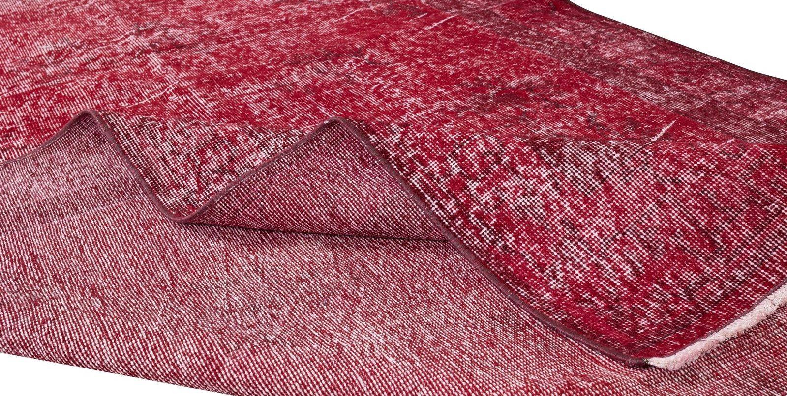 5.2x8.7 Ft Home Decor Vintage Handmade Turkish Rug Re Dyed In Red, Saloon Carpet photo for sale