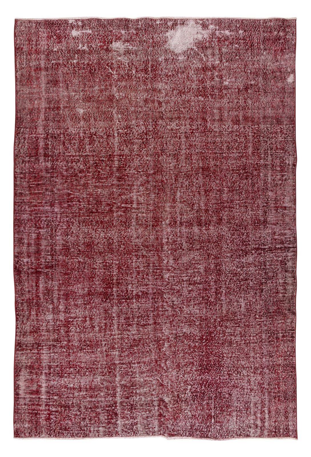 6.8x9.6 Ft Hand Knotted Vintage Turkish Rug Over Dyed In Red 4 Modern Interiors