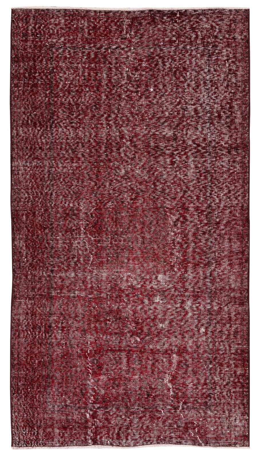 3.9x7 Ft Mid 20th Century Handmade Red Overdyed Rug From Central Anatolia
