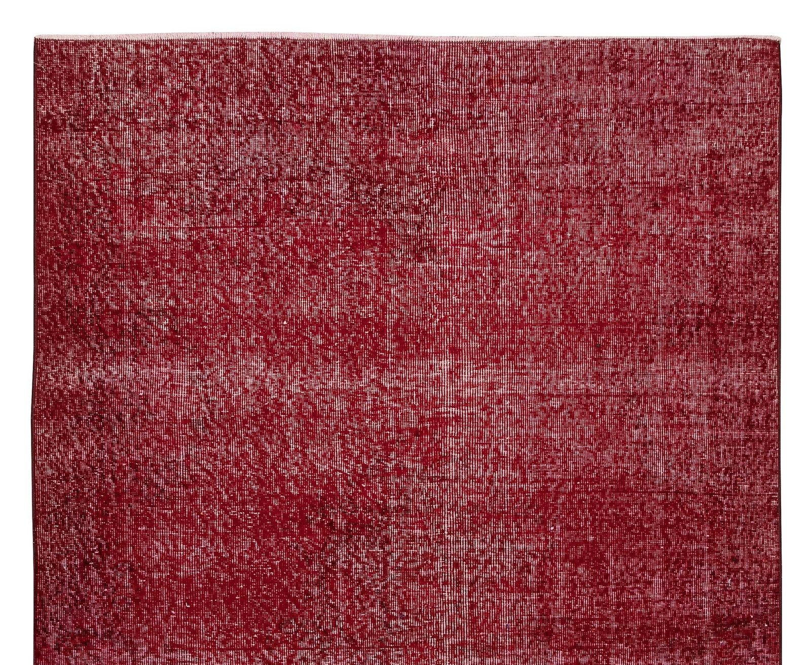 5.3x8.9 Ft Solid Handmade Turkish Area Rug Over Dyed In Red For Modern Interiors photo Textiles