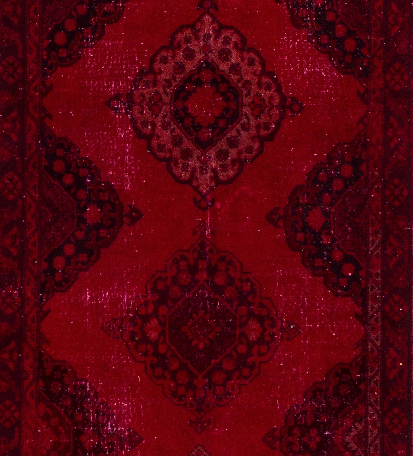 4.8x12.9 Ft Handmade Vintage Konya Sille Runner Rug Over Dyed In Red For Hallway photo Textiles