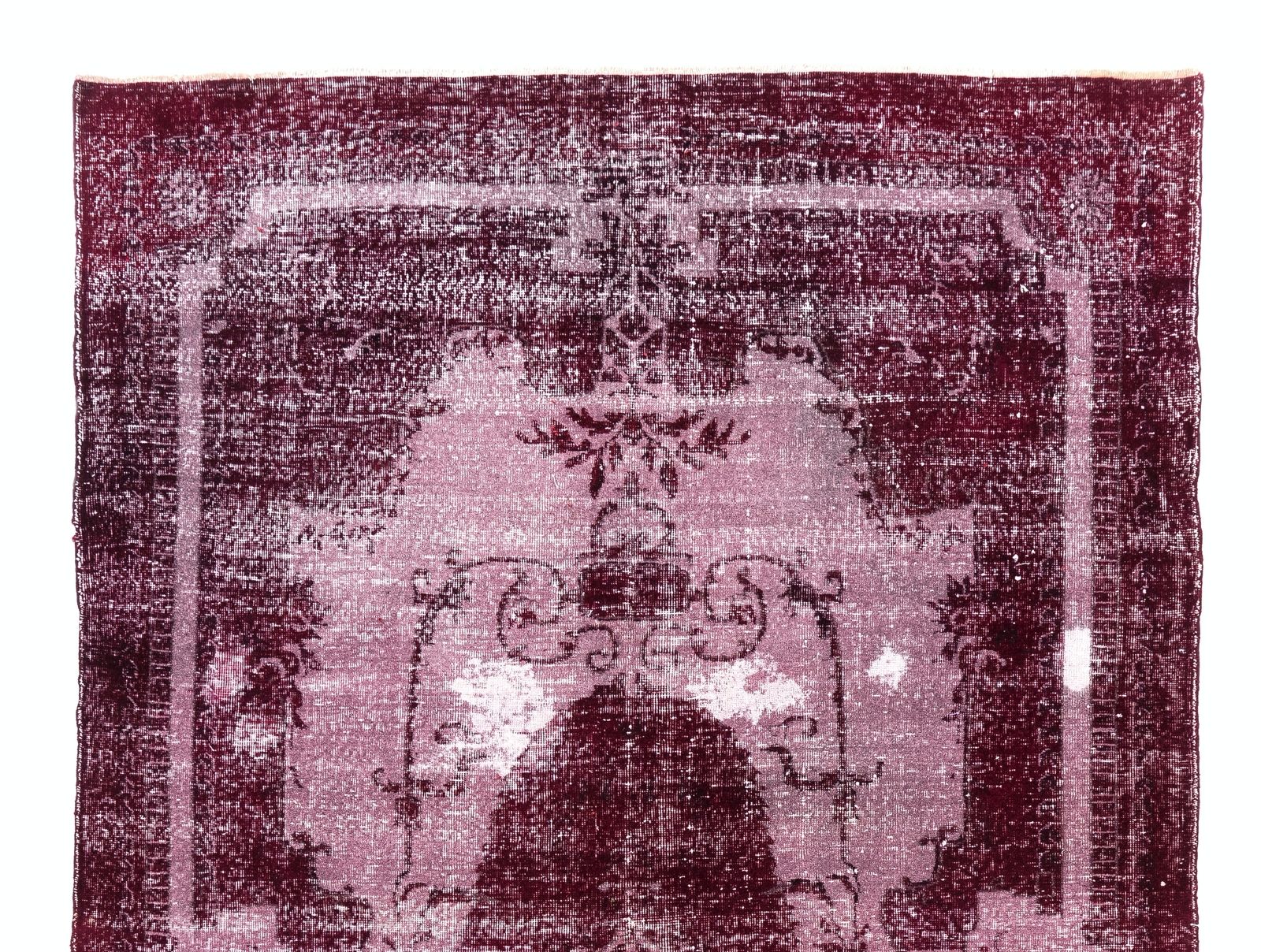 6.9x10.7 Ft Vintage Area Rug Re Dyed In Red, Hand Knotted In Turkey photo furniture