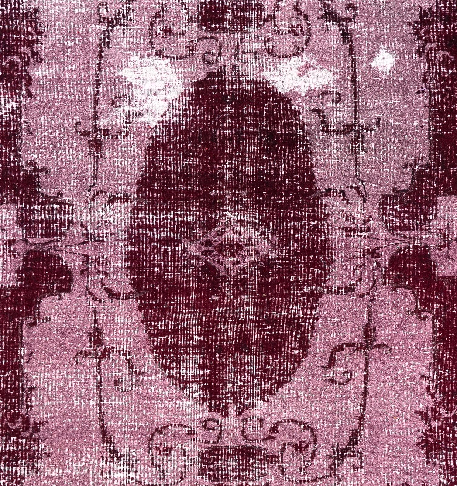 6.9x10.7 Ft Vintage Area Rug Re Dyed In Red, Hand Knotted In Turkey photo Textiles