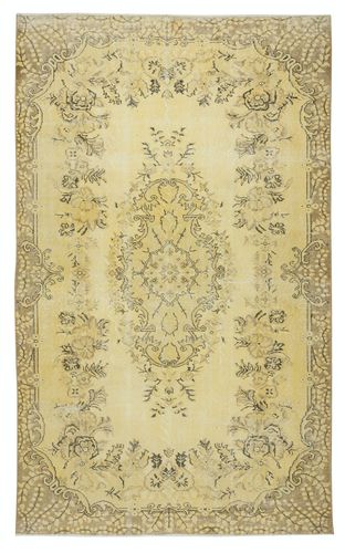 5.4x8.8 Ft Yellow Color Overdyed Modern Turkish Rug, Handmade Floor Covering
