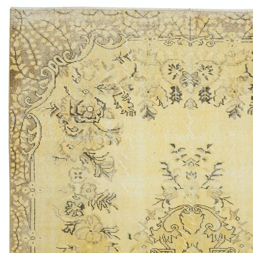5.4x8.8 Ft Yellow Color Overdyed Modern Turkish Rug, Handmade Floor Covering photo Textiles