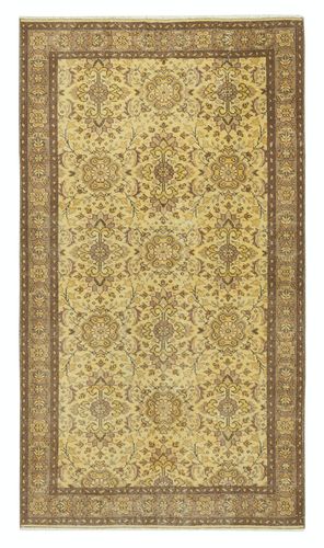 3.8x7 Ft Vintage Turkish Area Rug Dyed In Yellow 4 Modern Interiors