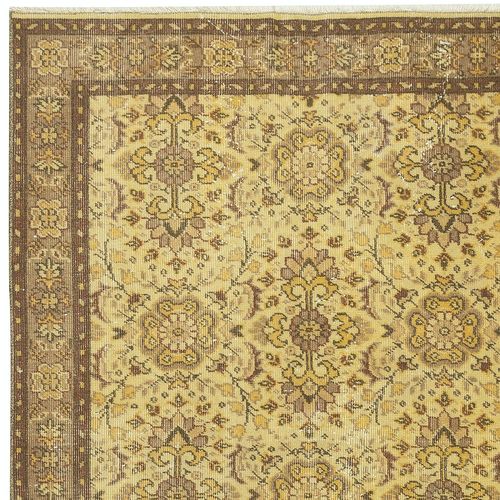 3.8x7 Ft Vintage Turkish Area Rug Dyed In Yellow 4 Modern Interiors photo Textiles