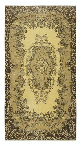 4x6.8 Ft Vintage Turkish Area Rug Dyed In Yellow 4 Modern Interiors